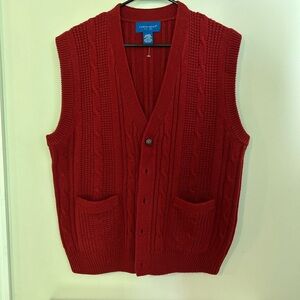 Vintage Towncraft red button up sweater vest men’s size large 100% cotton